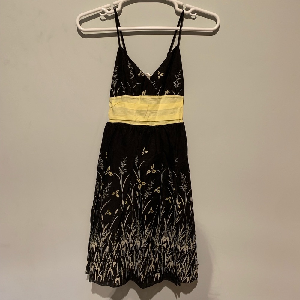 Max Studio Black Dress with Yellow Ribbon